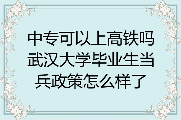 中专可以上高铁吗武汉大学毕业生当兵政策怎么样了