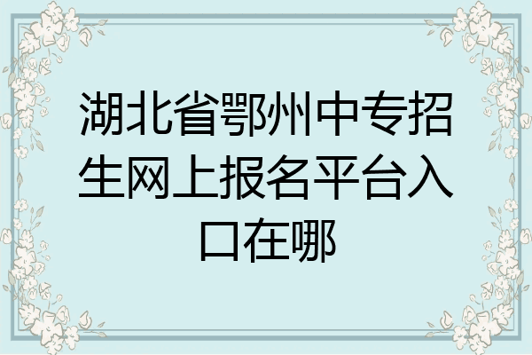 湖北省鄂州中专招生网上报名平台入口在哪