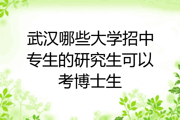 武汉哪些大学招中专生的研究生可以考博士生