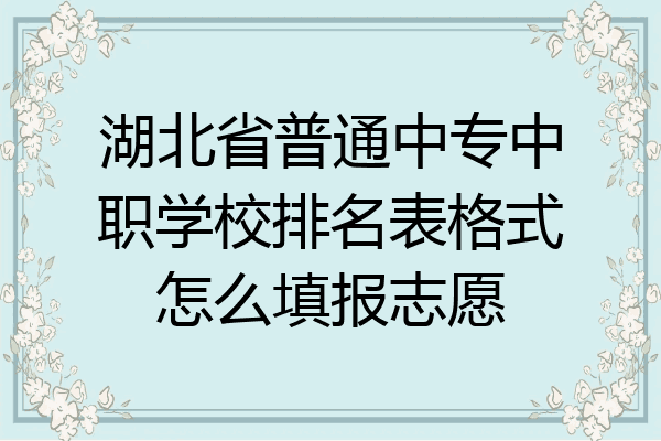 湖北省普通中专中职学校排名表格式怎么填报志愿