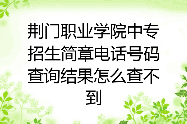 荆门职业学院中专招生简章电话号码查询结果怎么查不到