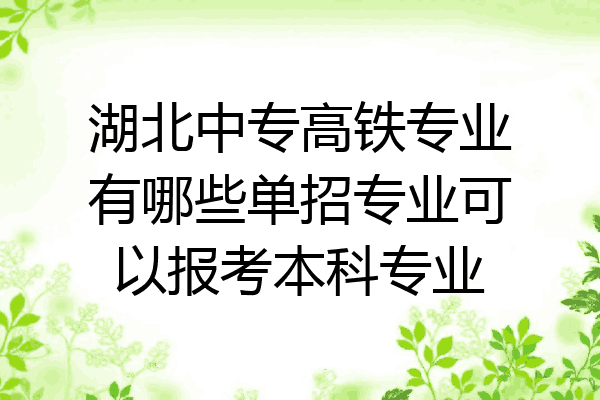 湖北中专高铁专业有哪些单招专业可以报考本科专业