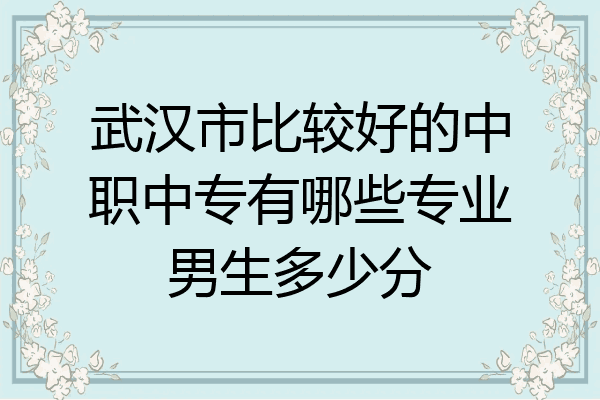 武汉市比较好的中职中专有哪些专业男生多少分