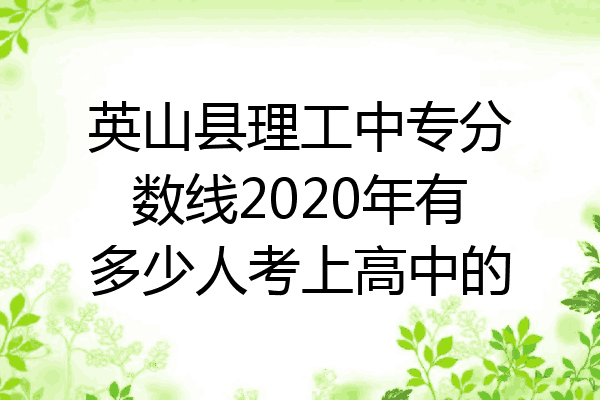 英山县理工中专分数线2020年有多少人考上高中的