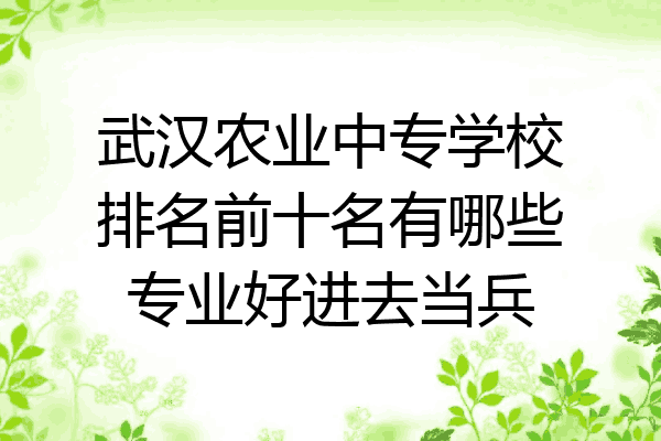 武汉农业中专学校排名前十名有哪些专业好进去当兵