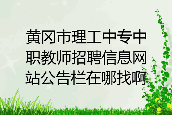 黄冈市理工中专中职教师招聘信息网站公告栏在哪找啊