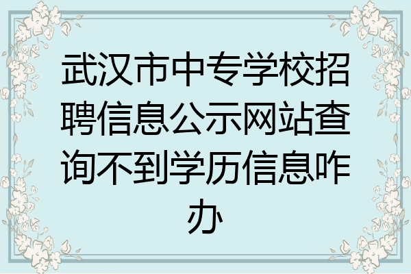 武汉市中专学校招聘信息公示网站查询不到学历信息咋办