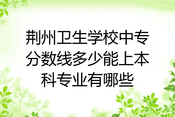 荆州卫生学校中专分数线多少能上本科专业有哪些