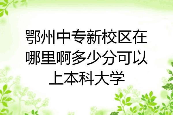 鄂州中专新校区在哪里啊多少分可以上本科大学