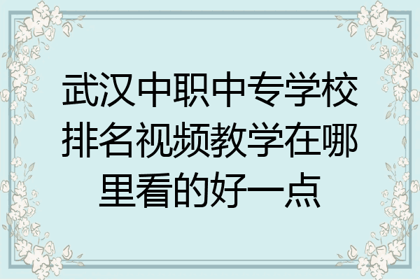 武汉中职中专学校排名视频教学在哪里看的好一点