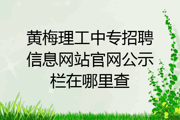 黄梅理工中专招聘信息网站官网公示栏在哪里查