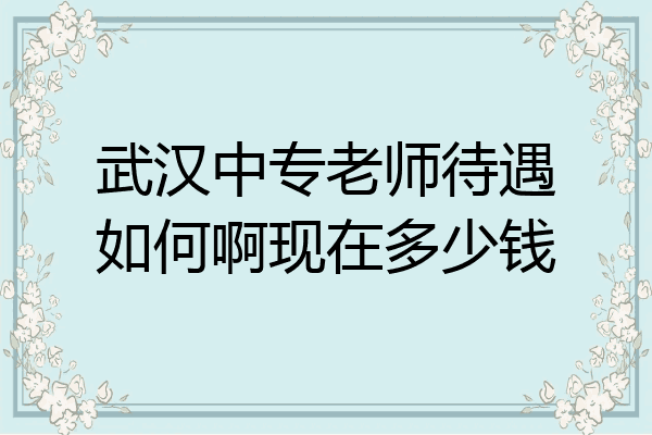 武汉中专老师待遇如何啊现在多少钱