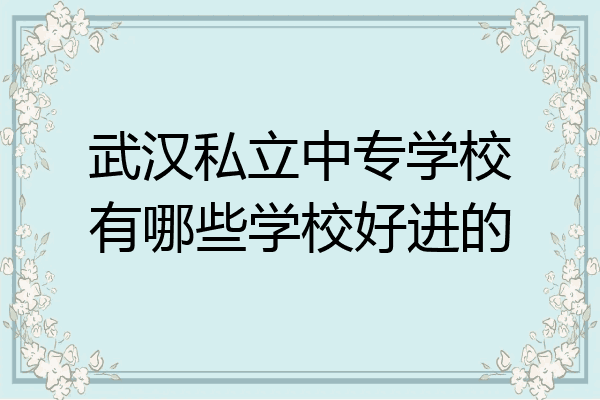 武汉私立中专学校有哪些学校好进的