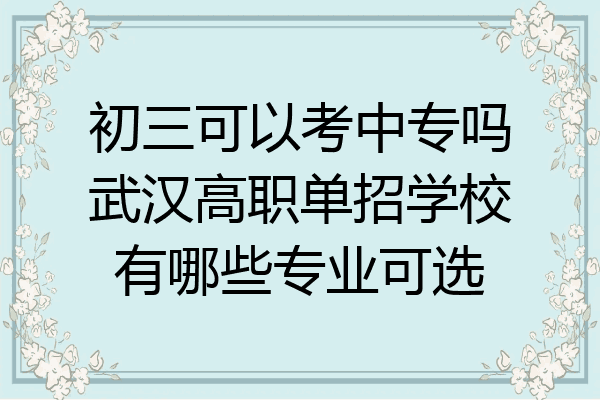 初三可以考中专吗武汉高职单招学校有哪些专业可选