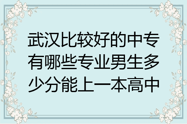 武汉比较好的中专有哪些专业男生多少分能上一本高中