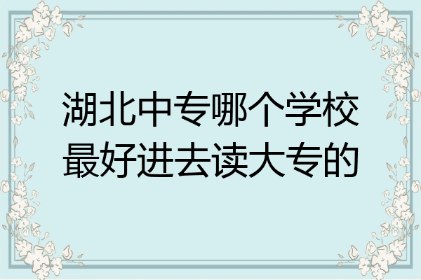 湖北中专哪个学校最好进去读大专的
