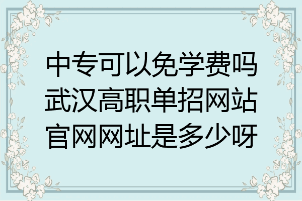 中专可以免学费吗武汉高职单招网站官网网址是多少呀