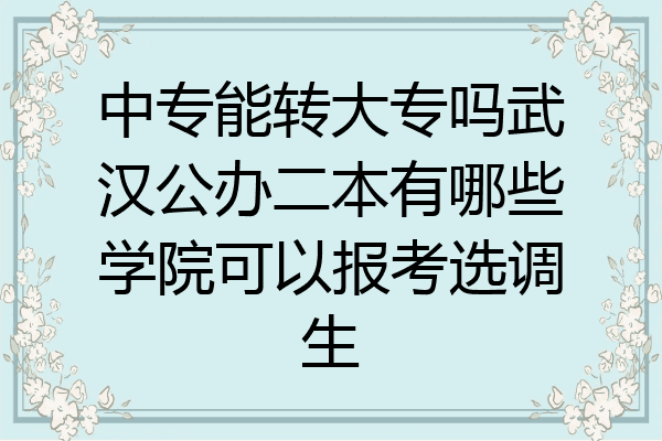 中专能转大专吗武汉公办二本有哪些学院可以报考选调生