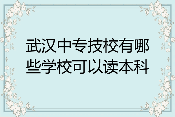 武汉中专技校有哪些学校可以读本科