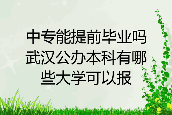 中专能提前毕业吗武汉公办本科有哪些大学可以报