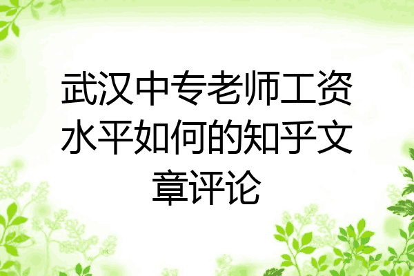 武汉中专老师工资水平如何的知乎文章评论