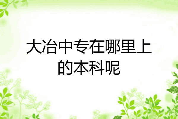 大冶中专在哪里上的本科呢