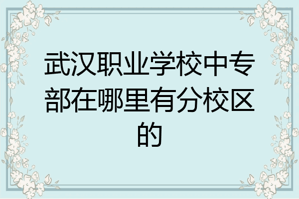 武汉职业学校中专部在哪里有分校区的