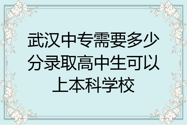 武汉中专需要多少分录取高中生可以上本科学校