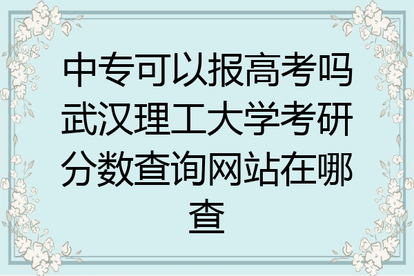 中专可以报高考吗武汉理工大学考研分数查询网站在哪查