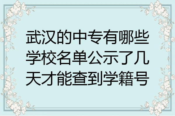武汉的中专有哪些学校名单公示了几天才能查到学籍号