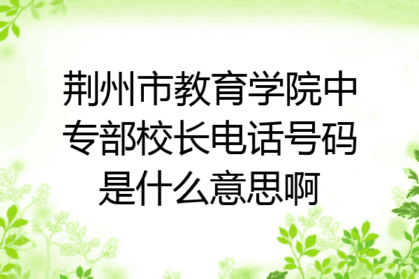 荆州市教育学院中专部校长电话号码是什么意思啊
