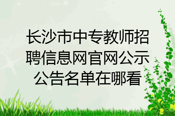长沙市中专教师招聘信息网官网公示公告名单在哪看