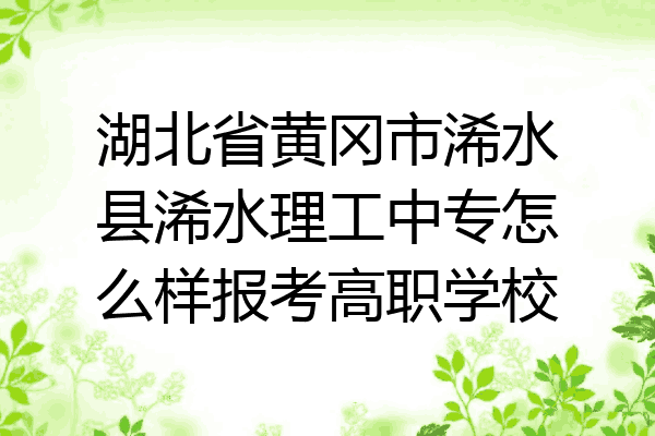 湖北省黄冈市浠水县浠水理工中专怎么样报考高职学校