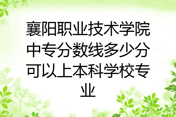 襄阳职业技术学院中专分数线多少分可以上本科学校专业