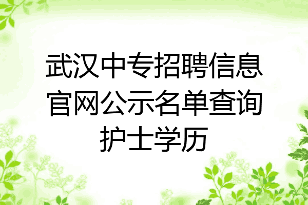 武汉中专招聘信息官网公示名单查询护士学历