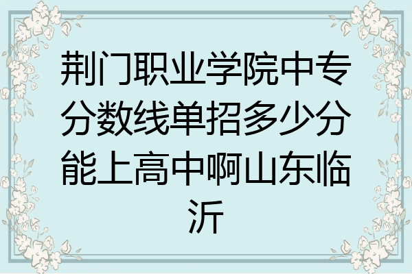 荆门职业学院中专分数线单招多少分能上高中啊山东临沂