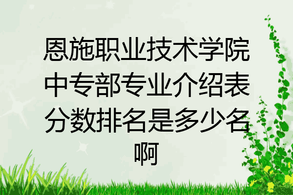 恩施职业技术学院中专部专业介绍表分数排名是多少名啊
