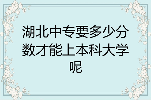 湖北中专要多少分数才能上本科大学呢