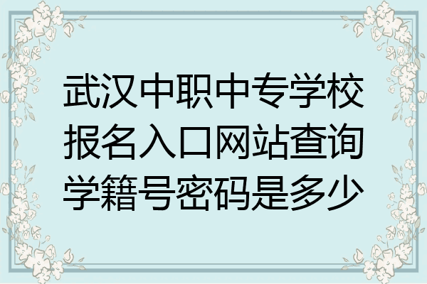 武汉中职中专学校报名入口网站查询学籍号密码是多少