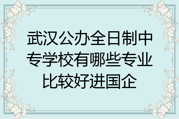 武汉公办全日制中专学校有哪些专业比较好进国企