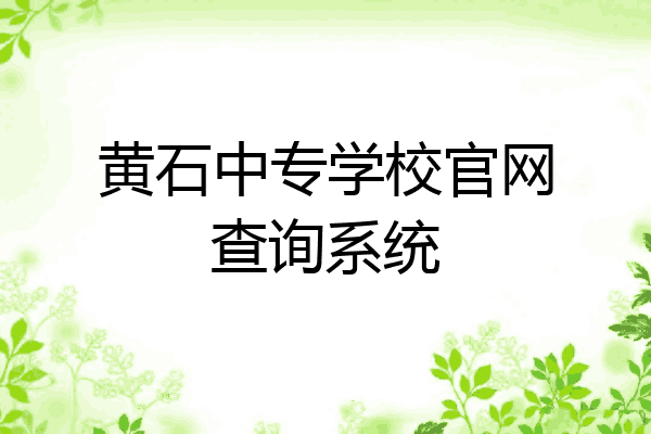 黄石中专学校官网查询系统