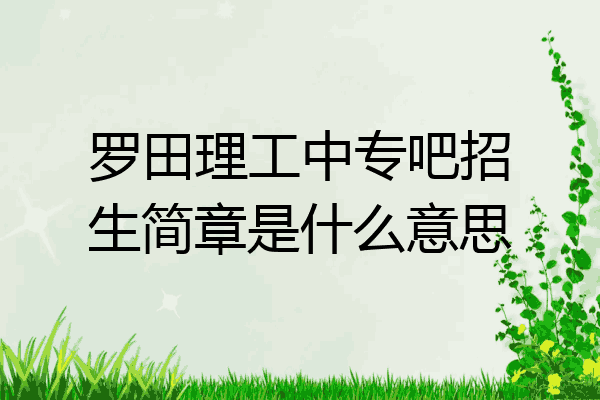罗田理工中专吧招生简章是什么意思