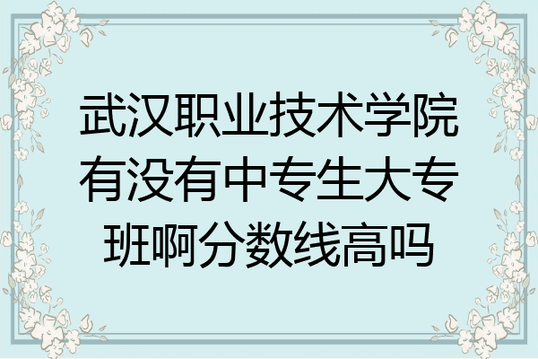 武汉职业技术学院有没有中专生大专班啊分数线高吗