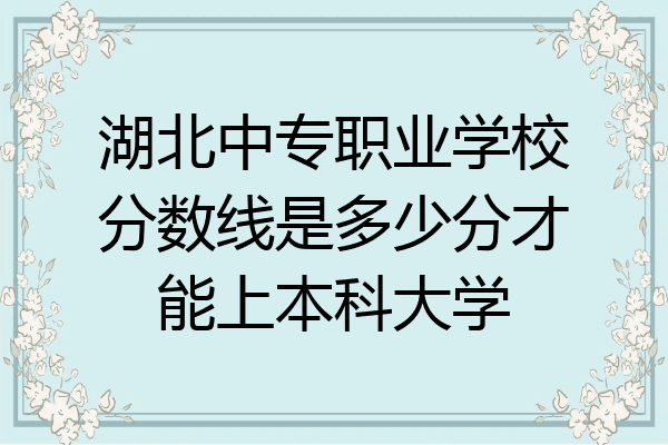 湖北中专职业学校分数线是多少分才能上本科大学