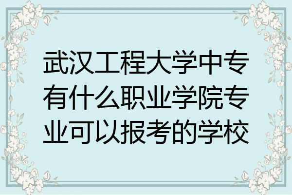 武汉工程大学中专有什么职业学院专业可以报考的学校