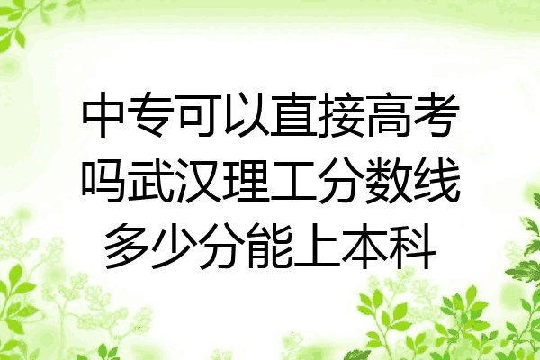 中专可以直接高考吗武汉理工分数线多少分能上本科