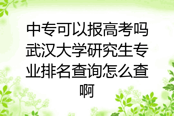 中专可以报高考吗武汉大学研究生专业排名查询怎么查啊