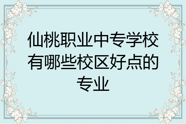 仙桃职业中专学校有哪些校区好点的专业