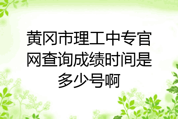 黄冈市理工中专官网查询成绩时间是多少号啊