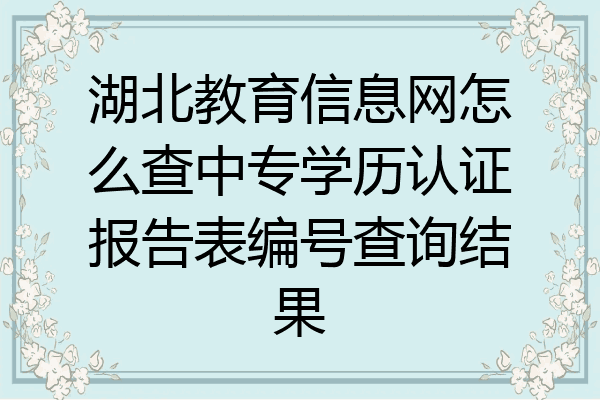 湖北教育信息网怎么查中专学历认证报告表编号查询结果